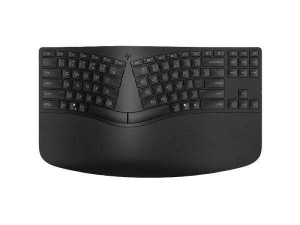 ⁦מקלדת HP 965 Ergonomic Wireless Keyboard – מקלדת ארגונומית אלחוטית בצבע שחור עם נומפד נפרד⁩ – תמונה ⁦5⁩