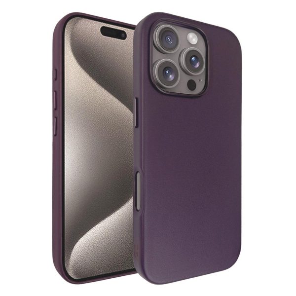 כיסוי דמוי עור אקסלוסיבי עבור iphone 16 Pro תומך Magsafe בצבע יין