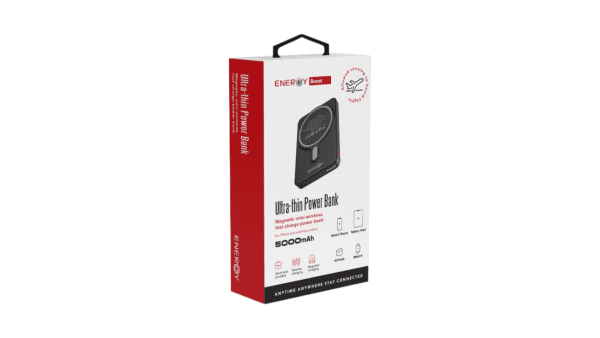 סוללת גיבוי קומפקטית 5000mAh תומכת MagSafe בצבע שחור