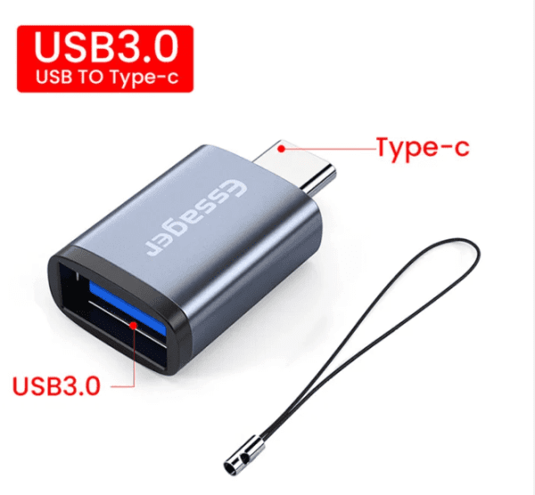 ⁦מתאם Type-C זכר ל-USB נקבה מבית ESSAGER – תומך OTG, טעינה והעברת נתונים⁩ – תמונה ⁦5⁩