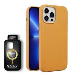 כיסוי דמוי עור אקסלוסיבי עבור iphone 13 תומך Magsafe בצבע צהוב