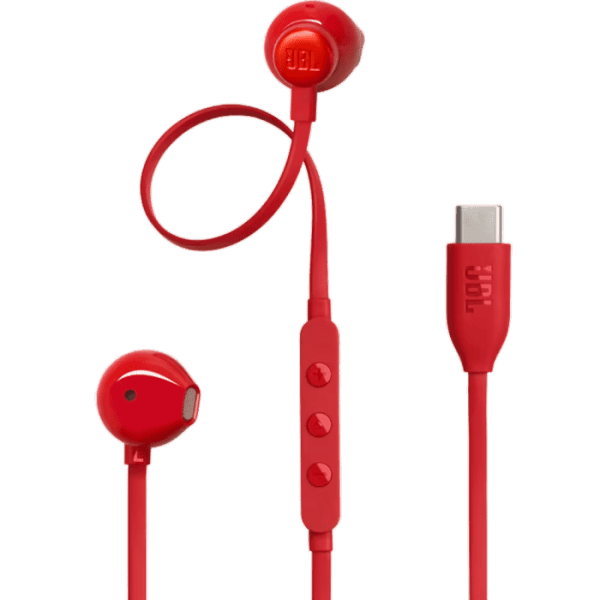 אוזניות חוט עם חיבור Jbl Tune 305C Type-C בצבע אדום