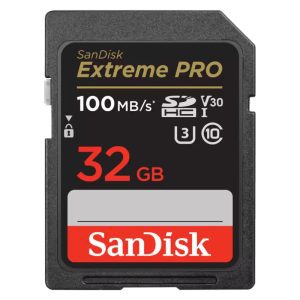 כרטיס זיכרון SanDisk Extreme PRO SDHC 32GB 100MB/s קריאה 90MB/s כתיבה U3 V30 4K UHD
