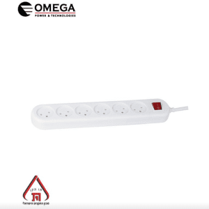 רב שקע 6 שקעים + כבל באורך 0.75 מטר מבית OMEGA