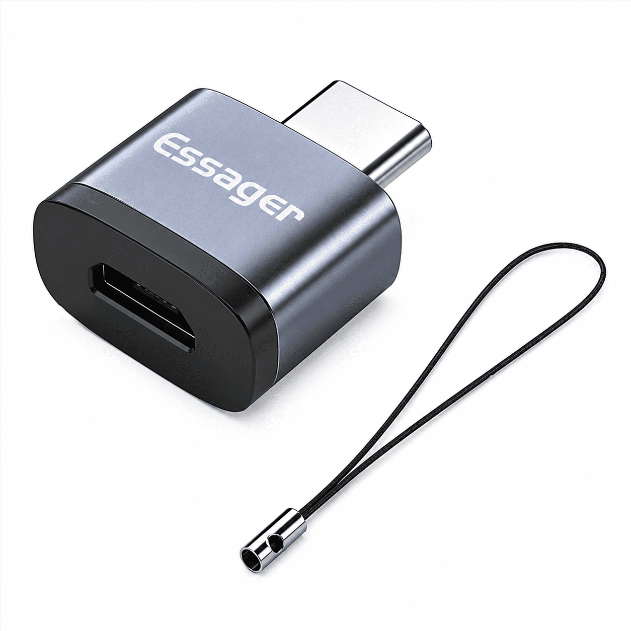 מתאם Essager Type-C זכר ל-Micro USB נקבה - אפור