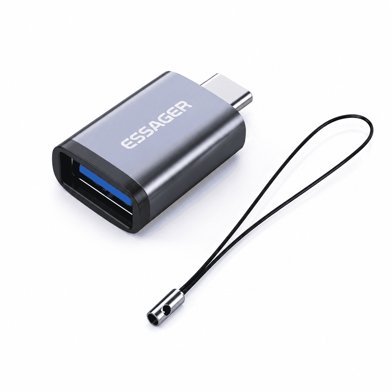 מתאם Type-C זכר ל-USB נקבה מבית ESSAGER – תומך OTG, טעינה והעברת נתונים