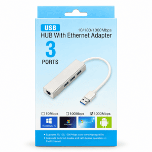 מתאם USB 3.0 עם 3 יציאות USB + רשת LAN Gigabit