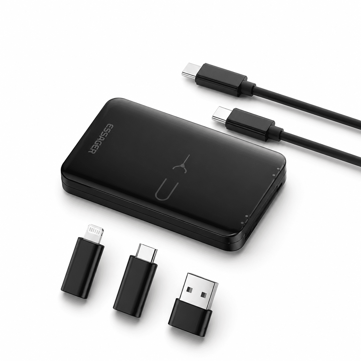 ערכת מתאמים Essager 4-in-1 כבל נשלף ותאי SIM - שחור
