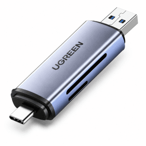 קורא כרטיסים UGREEN SD/TF USB-C ו-USB 3.0 2-in-1 - אפור