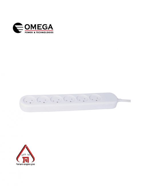 רב שקע 6 שקעים + כבל באורך 0.75 מטר מבית OMEGA