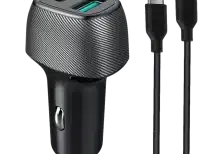 מטען רכב מהיר הכולל שתי כניסות Type-C 25W + USB 18W כולל כבל Type-C to Type-C מבית Miracase