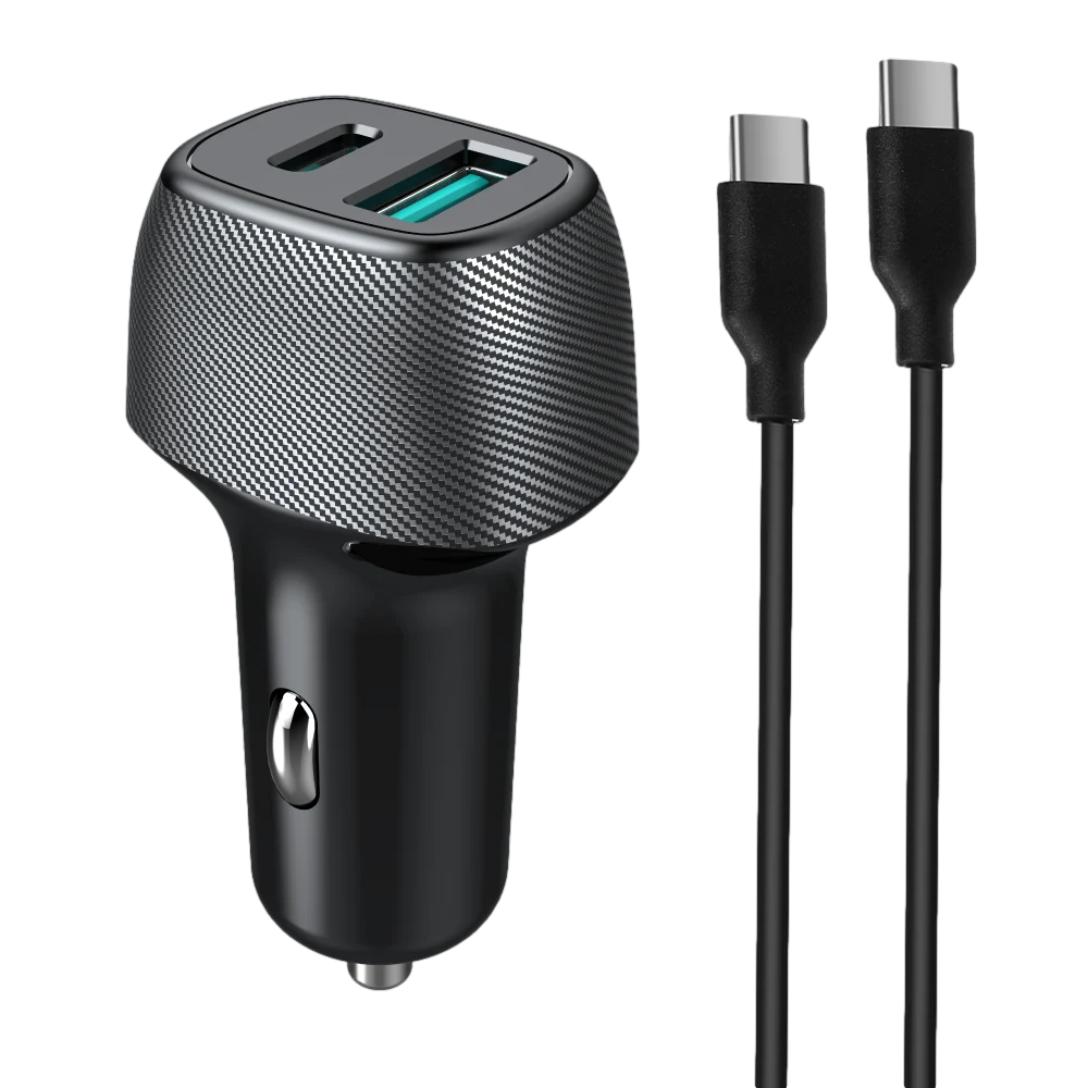 מטען רכב מהיר הכולל שתי כניסות Type-C 25W + USB 18W כולל כבל Type-C to Type-C מבית Miracase