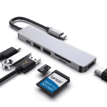 מתאם Type-C Hub 6 in 1 עם HDMI, USB, SD, MicroSD וטעינה – פתרון חכם וקומפקטי למחשב ונייד