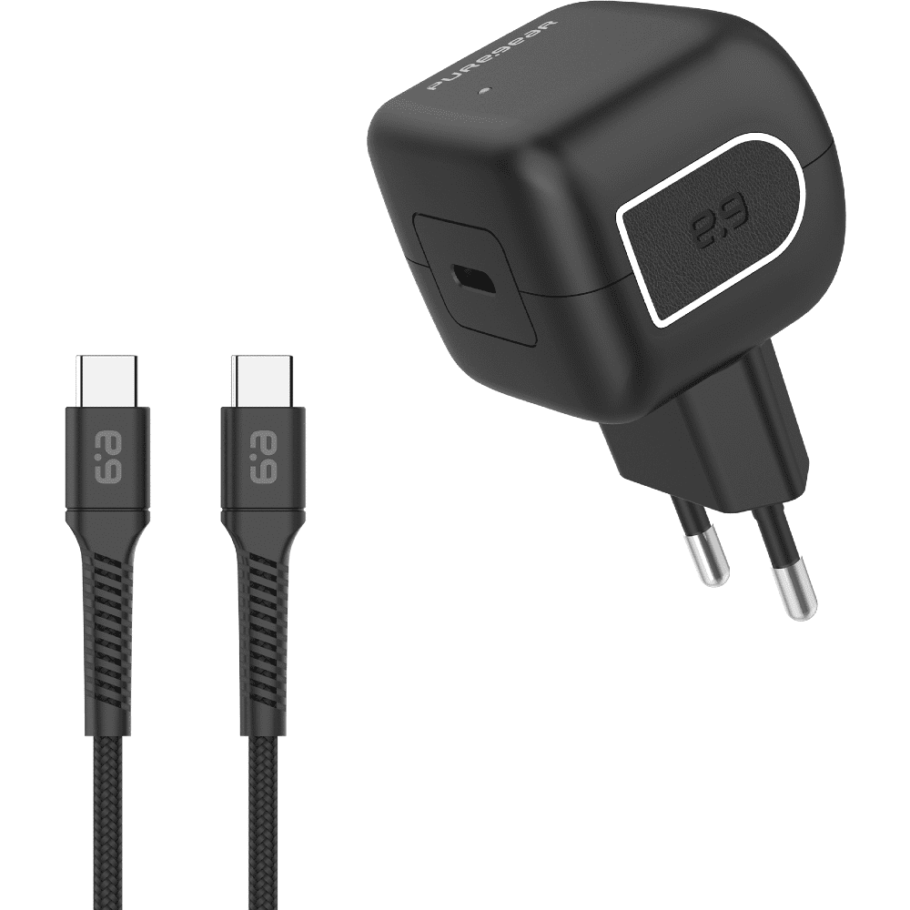 מטען קיר מהיר PureGear 65W עם יציאת Type-C וכבל USB‑C ל‑USB‑C