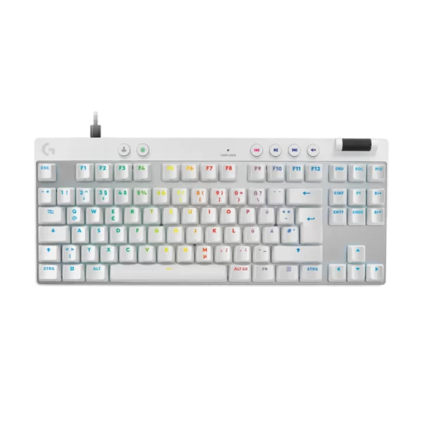 מקלדת גיימינג חוטית Logitech Pro X TKL Rapid בצבע לבן