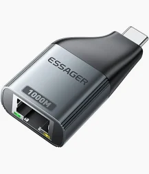מתאם רשת Essager Type‑C ל‑RJ45 – מהירות Gigabit 1000Mbps, Plug & Play