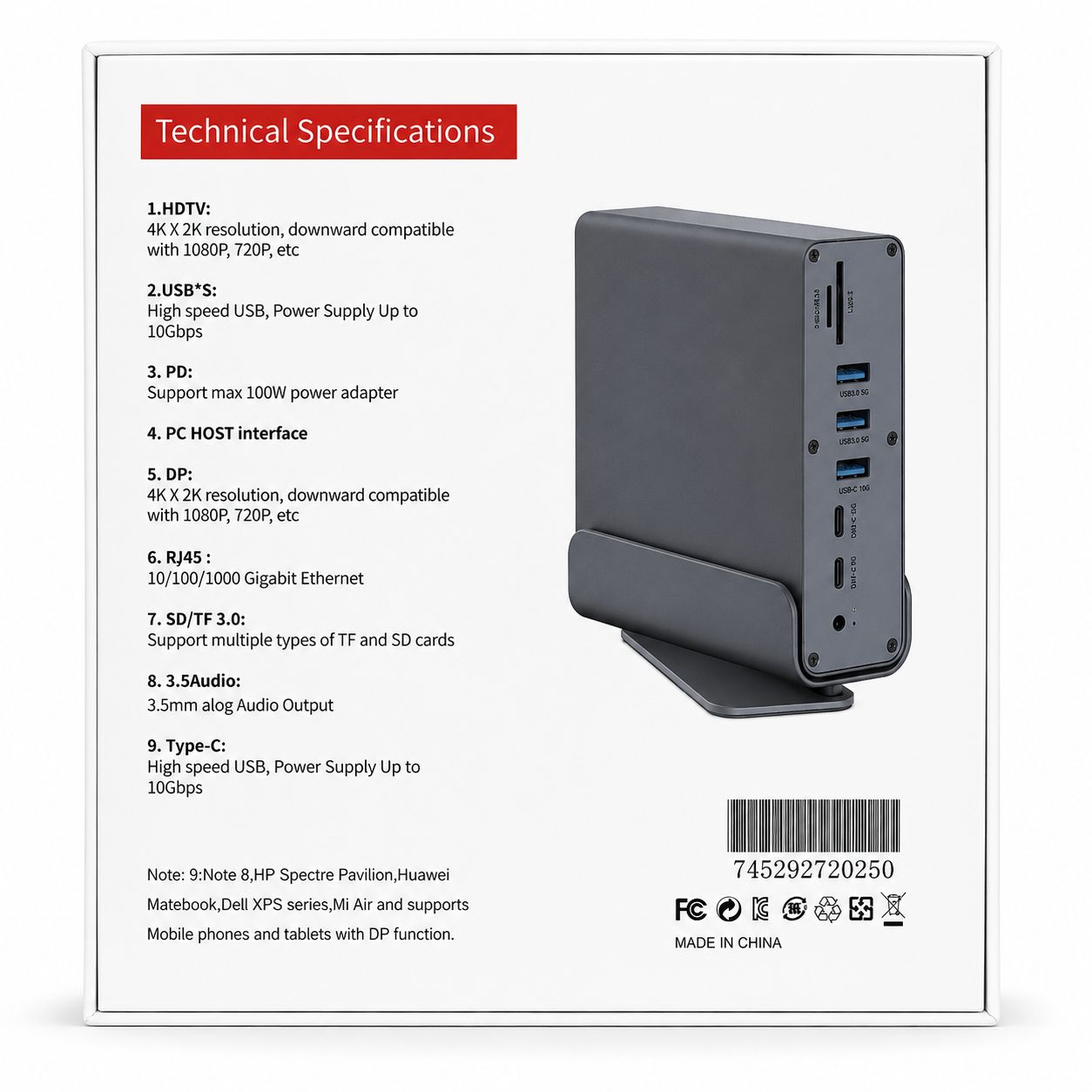 תחנת עגינה 16 ב‑1 עם חיבור Type-C – Docking Station מקצועית – תמונה 6