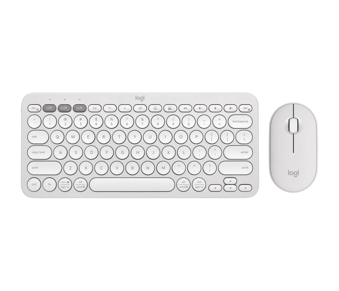 Logitech Pebble 2 K380s + M350m | סט מקלדת ועכבר Bluetooth קומפקטי לבן