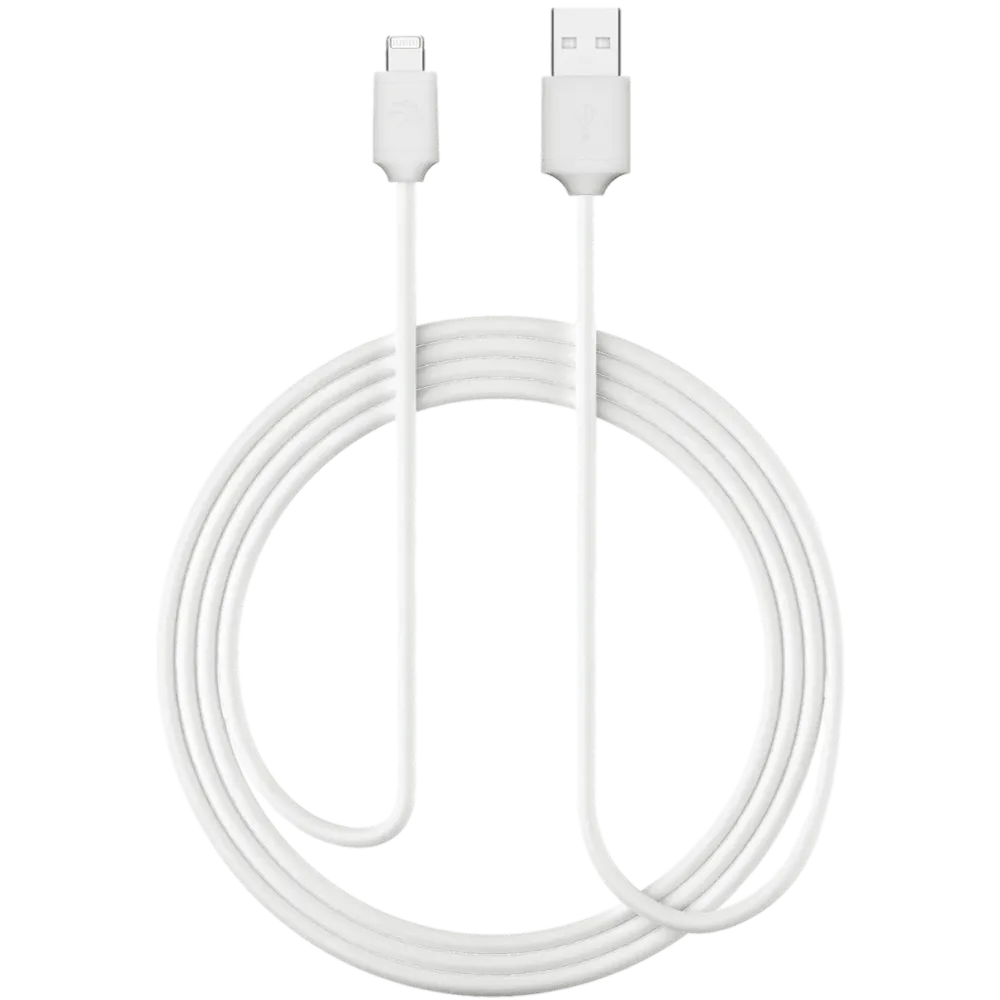 כבל לאייפון Silver Line סיליקון Lightning ל-USB-A באורך 2 מטר לבן