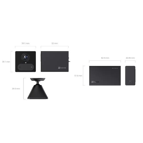 ⁦מצלמת אבטחה מיני 4G שחורה EZVIZ CB2 עם סוללת גיבוי 3MP⁩ – תמונה ⁦2⁩