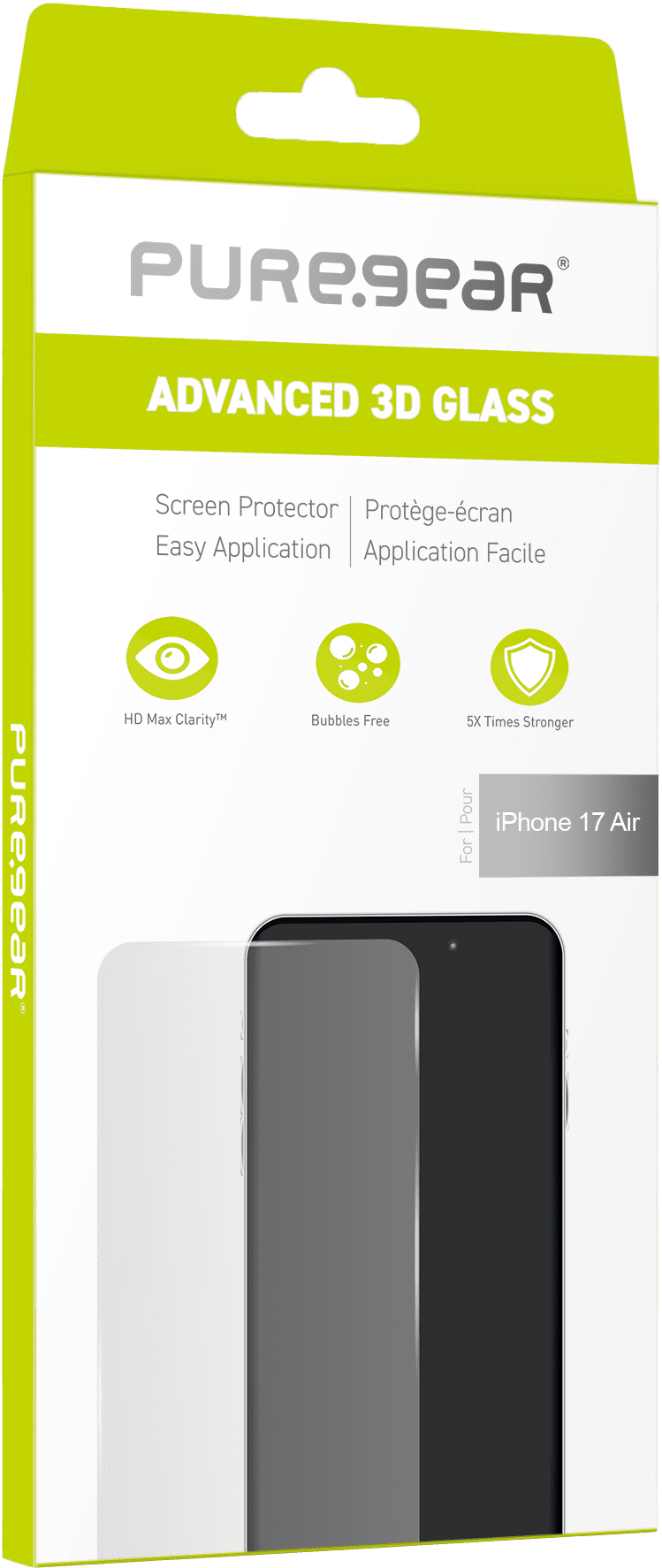 מגן זכוכית מחוסמת מלאה מבית PureGear ל־iPhone 17 Air – הגנה מקסימלית למסך – תמונה 2