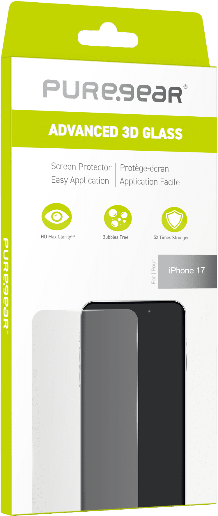 מגן זכוכית מחוסמת מלאה מבית PureGear ל־iPhone 17 – הגנה מקסימלית למסך – תמונה 2