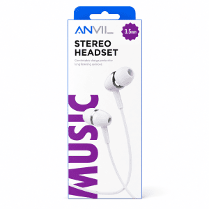 אוזניות חוטיות Anvil In-Ear סטריאו עם חיבור 3.5mm לבן