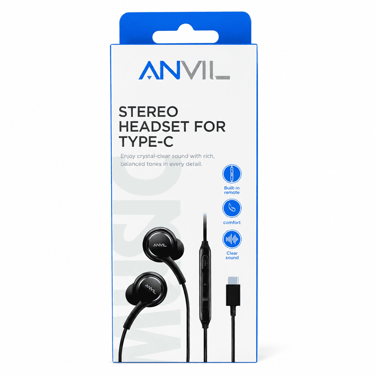אוזניות חוטיות Anvil USB-C תוך-אוזן שחור