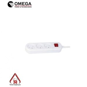 רב שקע OMEGA 3 שקעים כולל מפסק