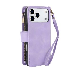 כיסוי ארנק לאייפון 17 פרו מקס בצבע סגול בהיר (Light Purple) עם מקום לכרטיסים, כסף ושטרות – Wallet Phone Case