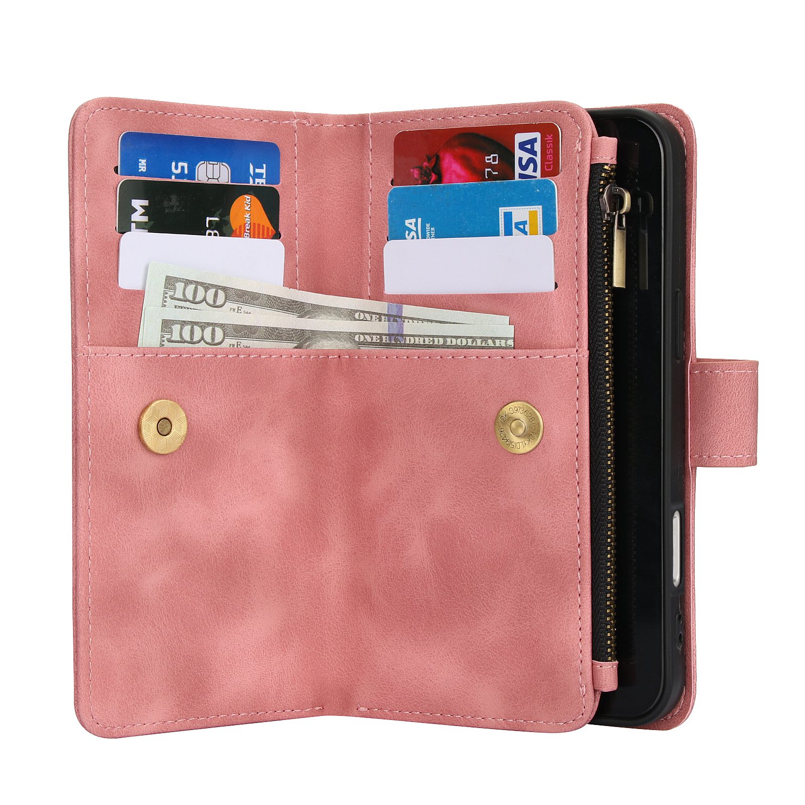 כיסוי ארנק לאייפון 17 פרו בצבע רוז גולד (Rose Gold) עם מקום לכרטיסים, כסף ושטרות – Wallet Phone Case – תמונה 7