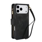 כיסוי ארנק לאייפון 17 פרו בצבע שחור (Black) עם מקום לכרטיסים, כסף ושטרות – Wallet Phone Case