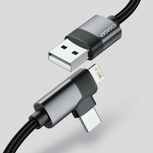 כבל Essager USB-A ל-Type-C ו-Lightning בצורת L 1 מטר