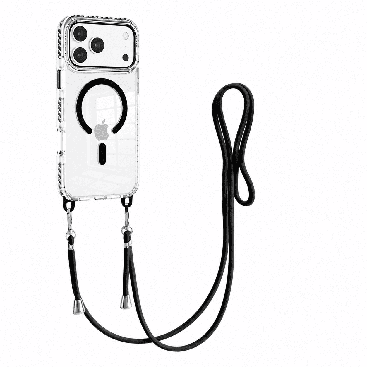כיסוי שקוף MagSafe עם רצועת תלייה לאייפון Apple iPhone 17 Pro Max - שחור