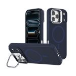 כיסוי סיליקון MagSafe עם רגלית לאייפון Apple iPhone 16 Pro Max - כחול כהה