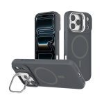 כיסוי סיליקון MagSafe עם רגלית לאייפון Apple iPhone 15 Pro Max - אפור