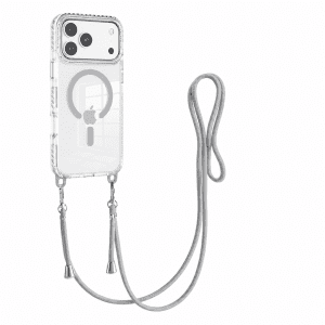 כיסוי שקוף MagSafe עם רצועת תלייה לאייפון Apple iPhone 15 - אפור
