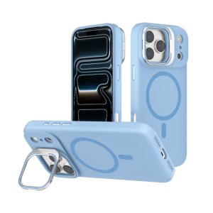 כיסוי סיליקון MagSafe עם רגלית לאייפון Apple iPhone 15 Pro - כחול בהיר