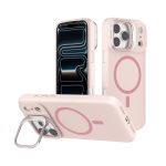 כיסוי סיליקון MagSafe עם רגלית לאייפון Apple iPhone 17 Pro Max - ורוד בהיר