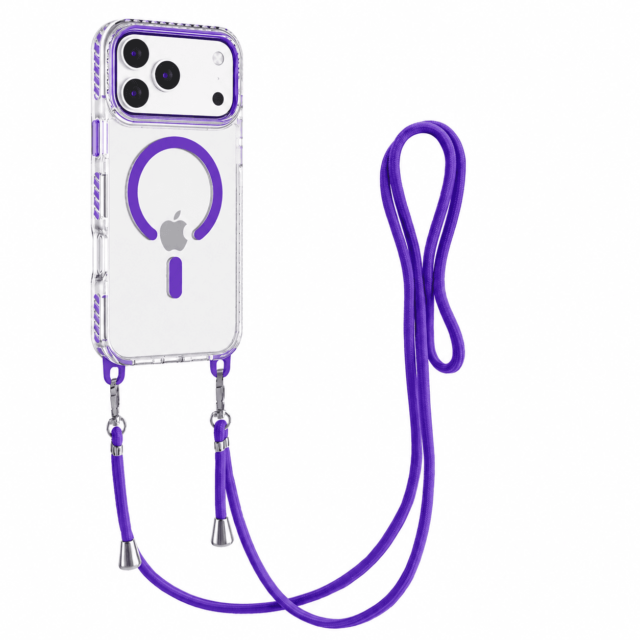 כיסוי שקוף MagSafe עם רצועת תלייה לאייפון Apple iPhone 16 Pro - סגול