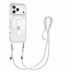 כיסוי שקוף MagSafe עם רצועת תלייה לאייפון Apple iPhone 15 - לבן
