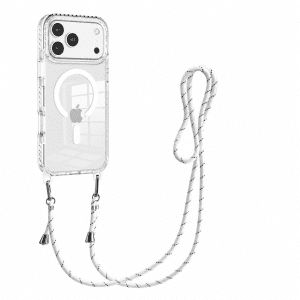 כיסוי שקוף MagSafe עם רצועת תלייה לאייפון Apple iPhone 15 - לבן