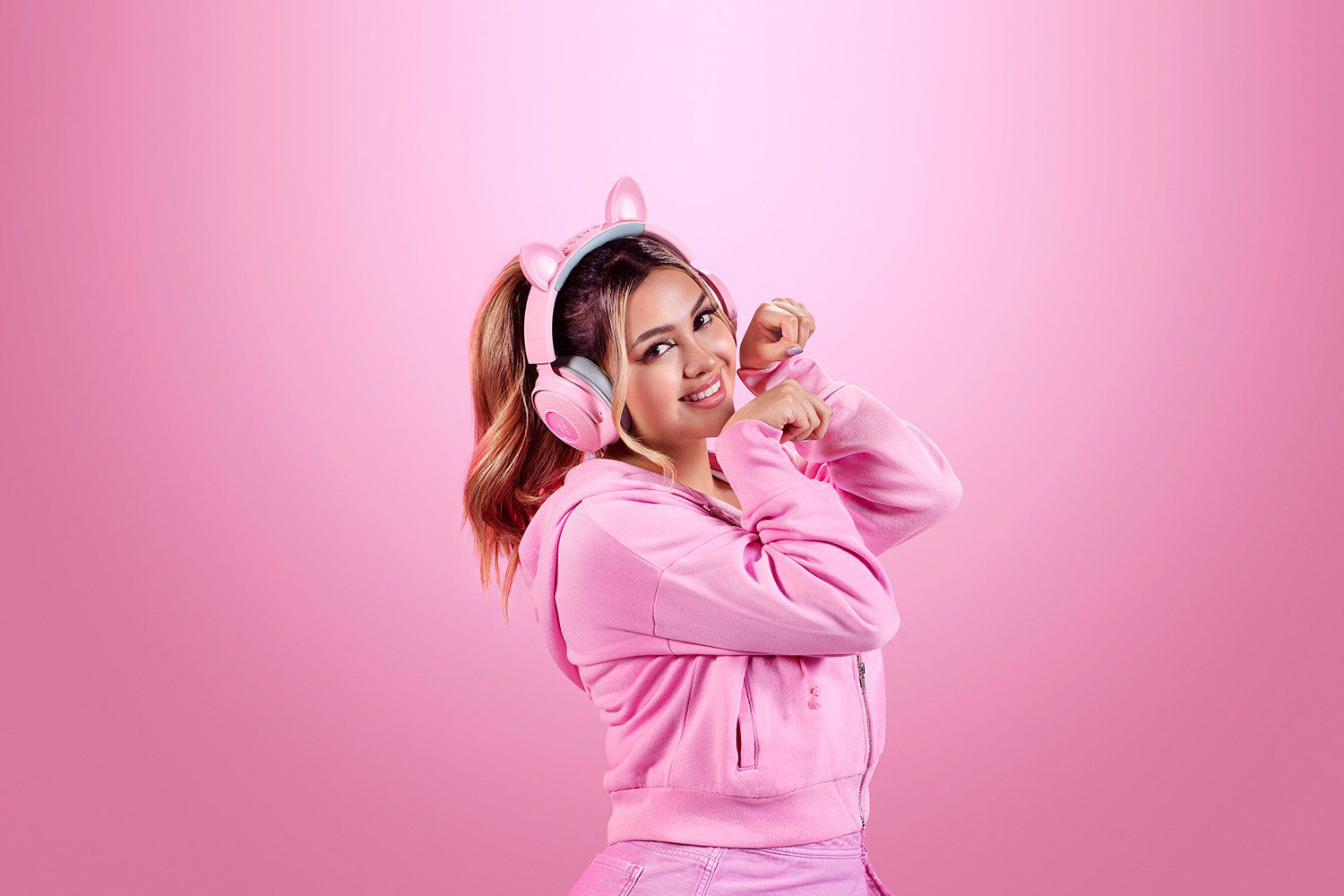 אוזניות גיימינג Razer Kraken Kitty V2 PRO USB חוטיות ורוד