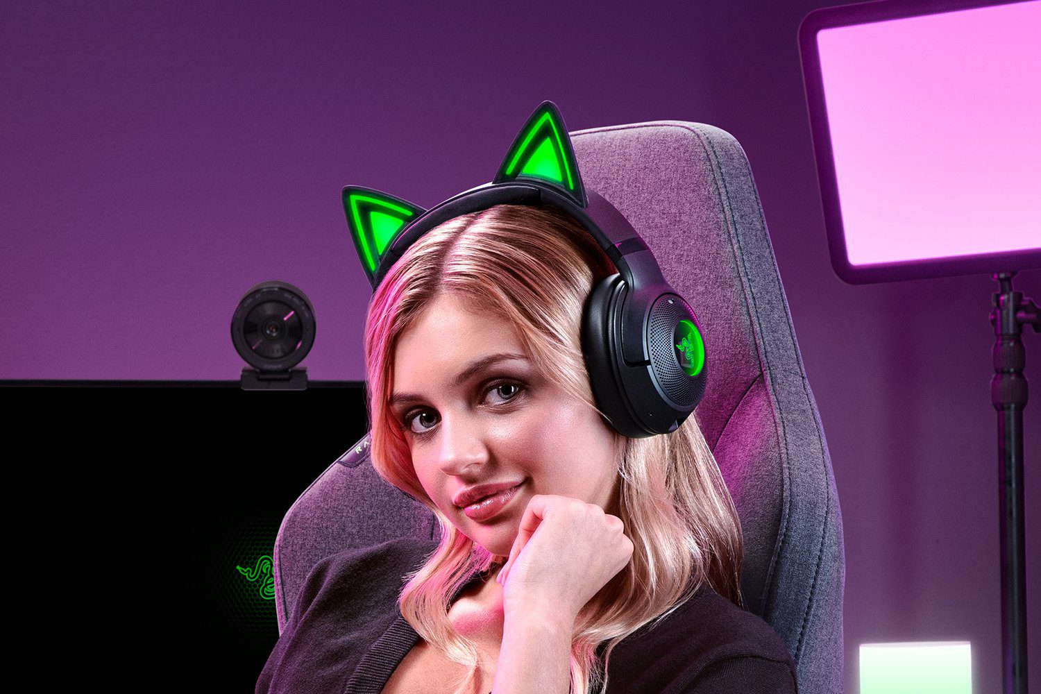 אוזניות גיימינג אלחוטיות Razer Kraken Kitty BT V2 שחור – תמונה 2