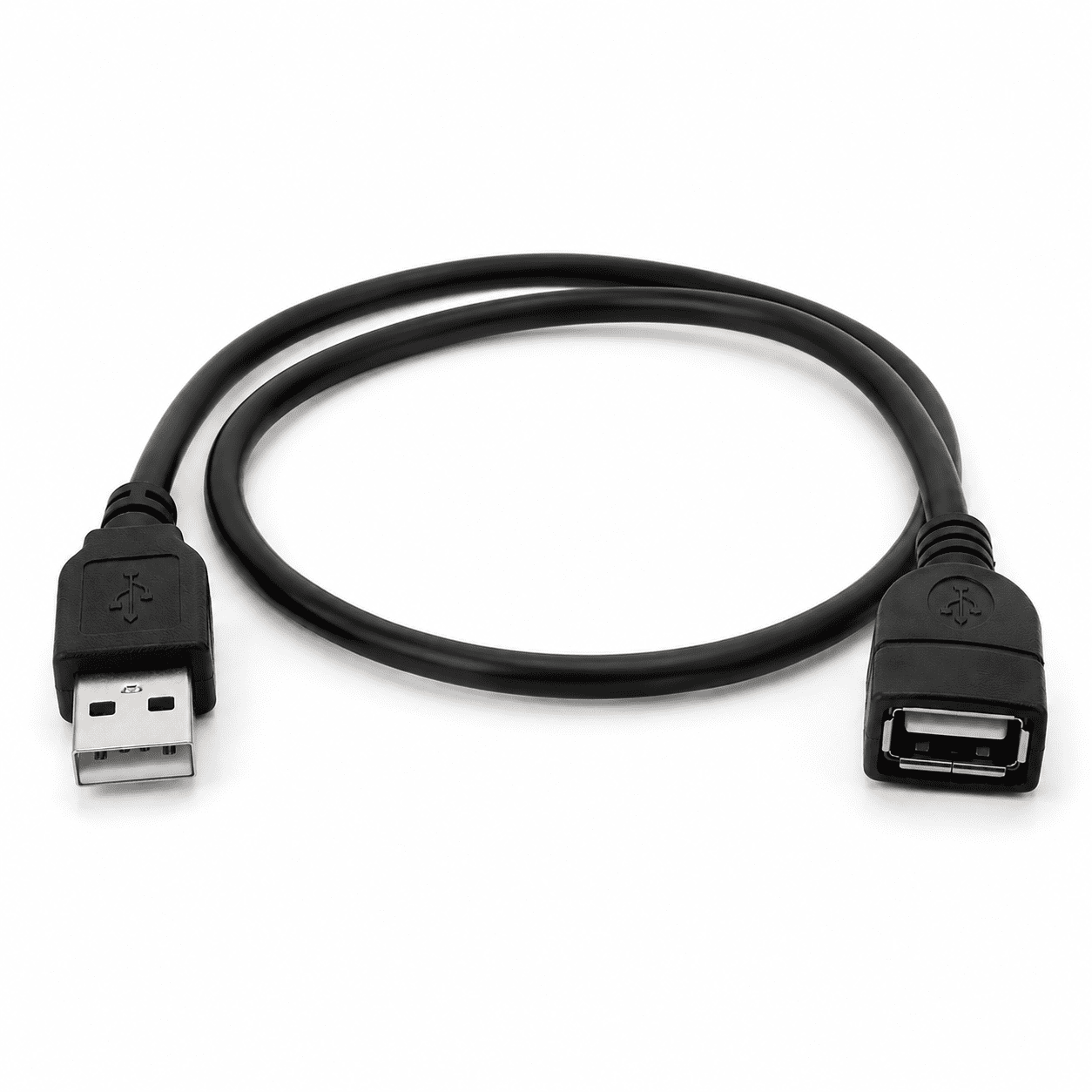 כבל מאריך USB 2.0 זכר לנקבה 1 מטר - שחור
