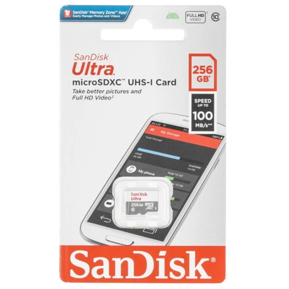 כרטיס זיכרון MicroSD SanDisk Ultra Lite 256GB 100MB/s UHS-I