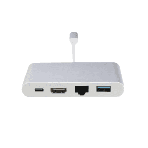 מתאם USB-C 4in1 עם HDMI 4K USB 3.0 PD ו-Ethernet RJ45 אפור