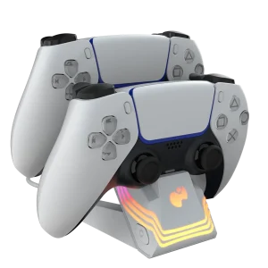תחנת טעינה כפולה לבקרי PS5 PDP Afterglow Wave Dual Charger White