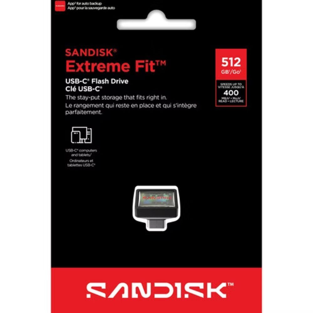 זיכרון USB-C SanDisk Extreme Fit 512GB 400MB/s USB 3.2 Gen 1 Plug-and-Stay