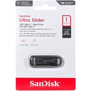 זיכרון USB-C SanDisk Ultra Slider 1TB 400MB/s USB 3.2 ראש נשלף שחור